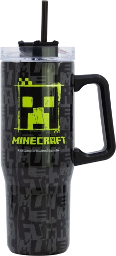 Minecraft Squared Pattern – sticlă turistică XL izolată din oțel inoxidabil 940 ml