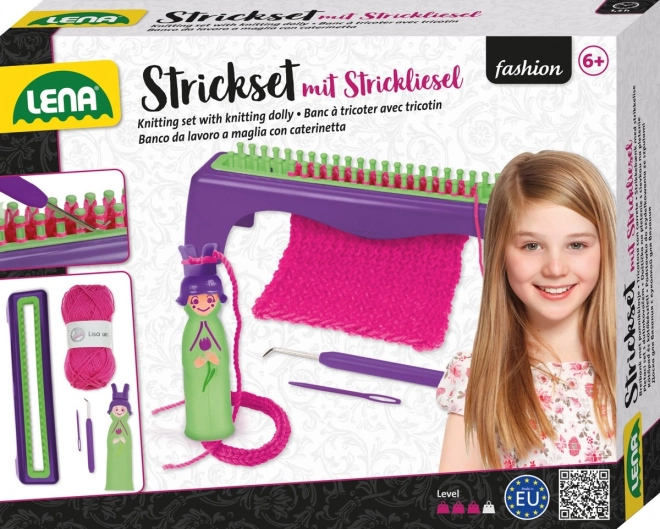 Lena set de tricotat cu păpușă de tricotat