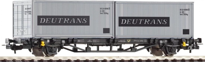 Vagon platformă Piko Lgs579 cu 2× containere de 20' DEUTRANS DR, epoca IV