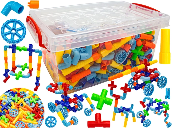 Set de construcție – țevi colorate (aprox. 340 de piese)