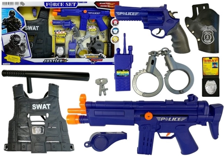 Set de joacă polițist cu sunete de împușcare și accesorii