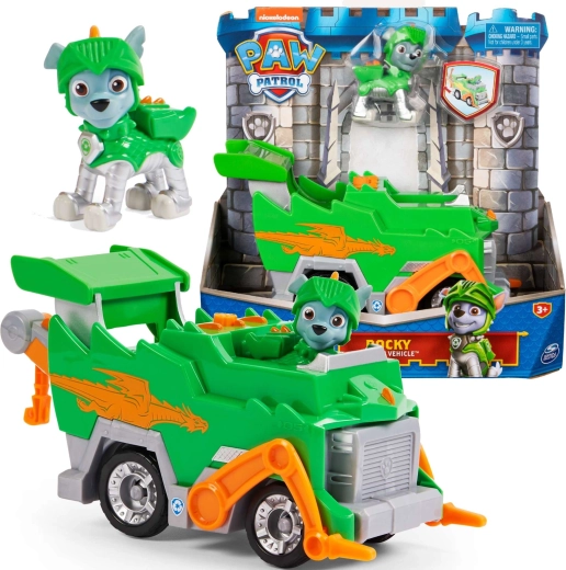 Vehicul de salvare cavaleresc Paw Patrol Rocky cu figurină