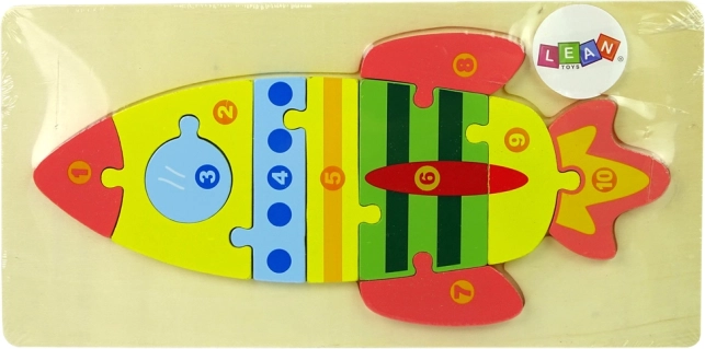 Puzzle din lemn rachetă cu numere