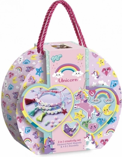 Set creativ 2 în 1 Unicorn – pictură cu diamante și confecționare de brățări