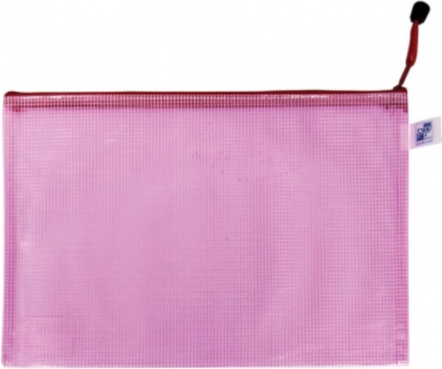 Plic cu plasă cu fermoar A5 – roz (pachet 5 buc)