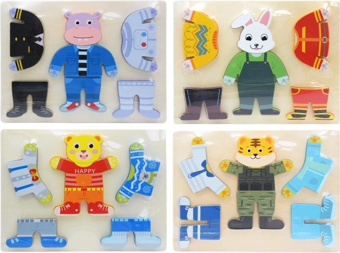 puzzle din lemn – îmbrăcarea animalului
