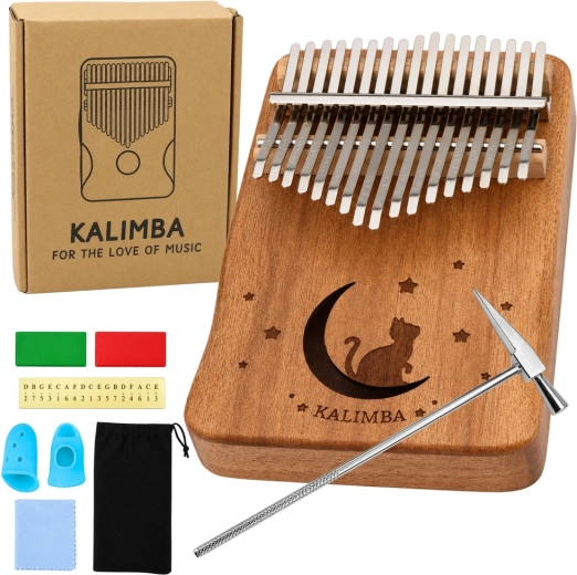 Kalimba cu 17 clape – pian degetar din lemn cu accesorii