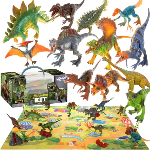 Set mare de dinozauri XXL cu covoraș de joacă Lumea preistorică WOOPIE