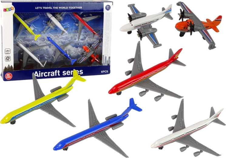 Set de avioane pentru pasageri, culori diferite, 6 bucăți