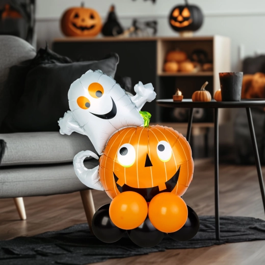 Decorațiune cu baloane pentru Halloween, în formă de dovleac