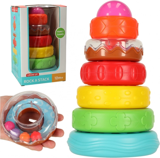 Turn solid de învățare senzorială cu inele Montessori