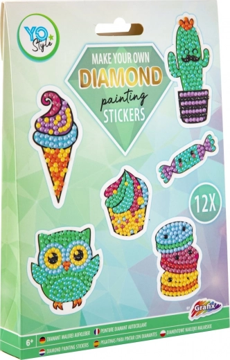 Grafix pictură cu diamante – autocolante Delicii, set 12 buc