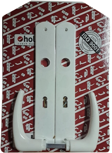 Clanță de ușă Klasik cu plăcuță XXL, albă, pentru yală BB 90 mm