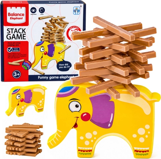 Elefănțel care se balansează – joc de îndemânare Stack Game: construiește turnul (60 de piese)