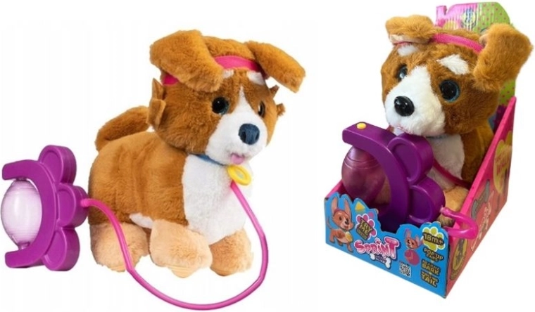 Sprint cățeluș de pluș interactiv corgi cu lesă
