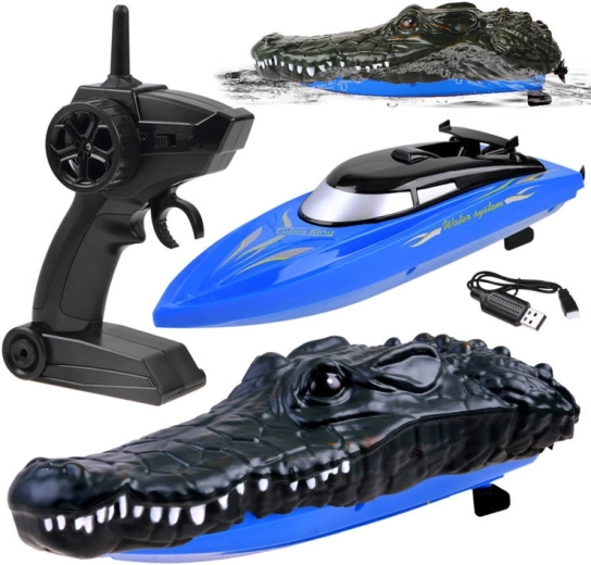 Barcă RC 2în1 cu capac în formă de cap de crocodil, cu telecomandă – Crocodil