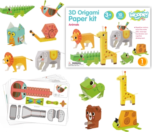 Woopie ART&FUN set creativ origami 3D – confecționează 10 animăluțe