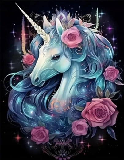 Pictură pe numere Unicorn cu flori 40 × 50 cm