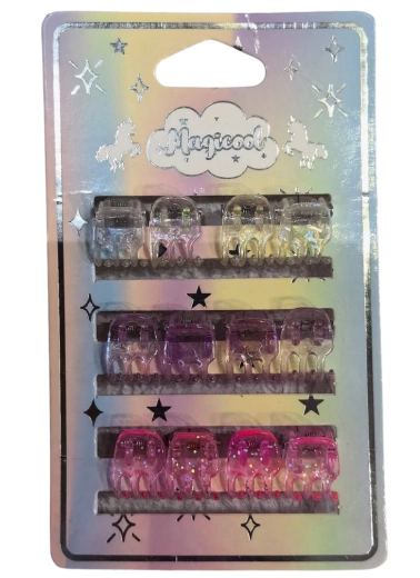 Magicool set de mini cleștișori de păr cu sclipici, 12 buc.