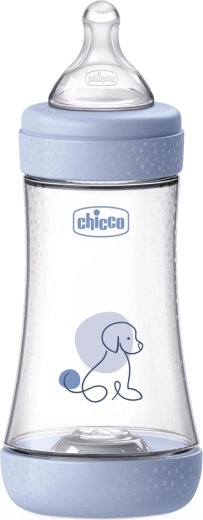Biberon anti-colici Chicco Perfect5 240 ml cu tetină Physio, debit mediu 2m+