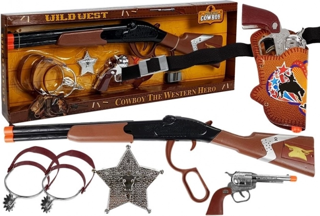 set de cowboy pentru copii cu pușcă, revolver și accesorii