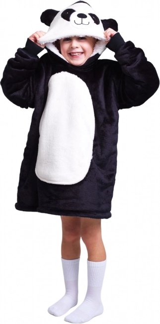 Cozy Noxxiez pătură-hanorac călduroasă cu glugă, model panda, pentru copii 3–6 ani