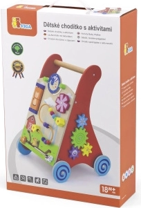 Premergător și panou de activități din lemn pentru toddleri Viga, roșu