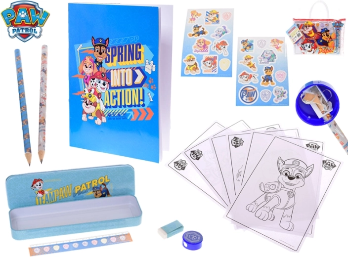 Set de desen Paw Patrol cu caiet de schițe și penar în geantă