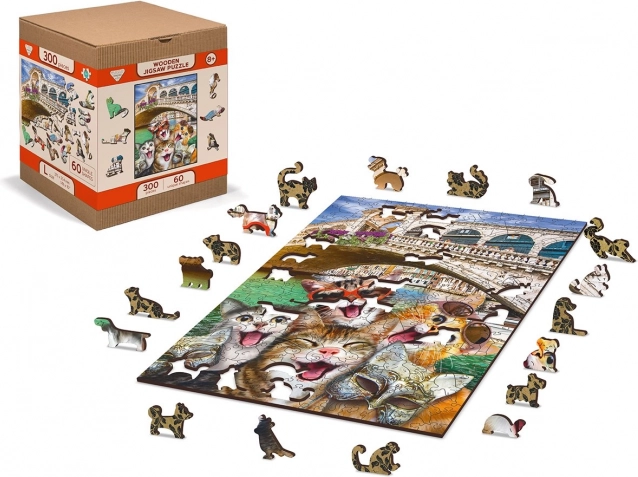 Puzzle din lemn Pisicuțe în Veneția 2în1