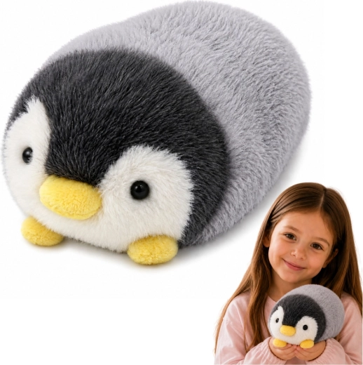 Pinguin de pluș gri-alb 16 cm - 1 bucată