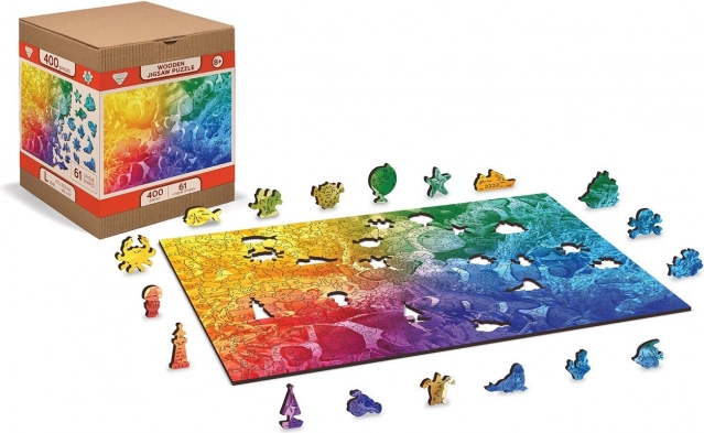 WOODEN CITY puzzle din lemn cu pești tropicali 2 în 1, 100 de piese (eco)