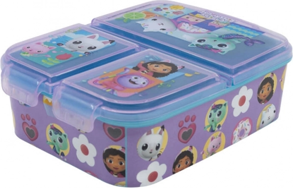 Cutie de prânz mov Gabby's Dollhouse cu 3 compartimente