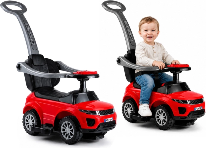 Mașinuță de împins pentru copii cu bară de ghidare SPORT CAR, roșie
