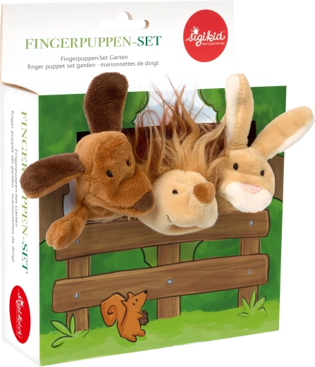 Sigikid set de marionete de deget din pluș: cățel, iepuraș și arici