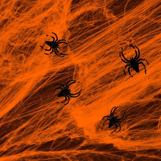 Pânză de păianjen portocalie de Halloween cu păianjeni