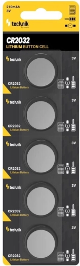 Baterie cu litiu tip monedă Technik Platinum CR2032 3 V, pachet 5 buc.