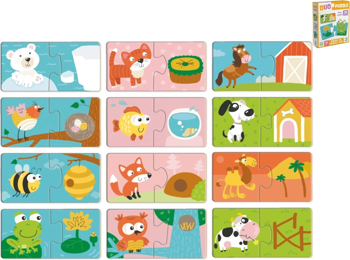 Puzzle de asociere pentru copii „Unde locuiește acest animăluț?”