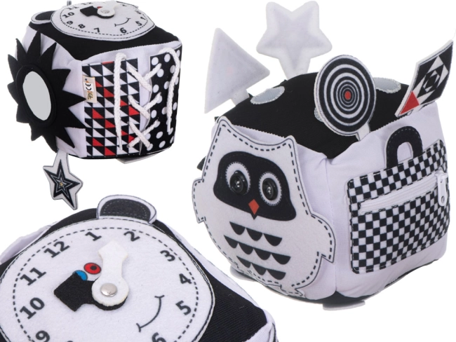Cub educativ senzorial alb-negru cu contrast