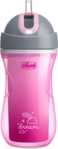 Chicco cană termică cu pai 266 ml roz (14m+)