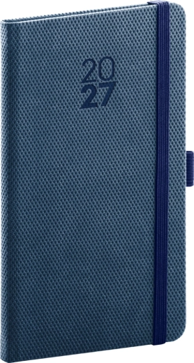 Notique agendă de buzunar Diamante 2027 albastră 9 × 15,5 cm