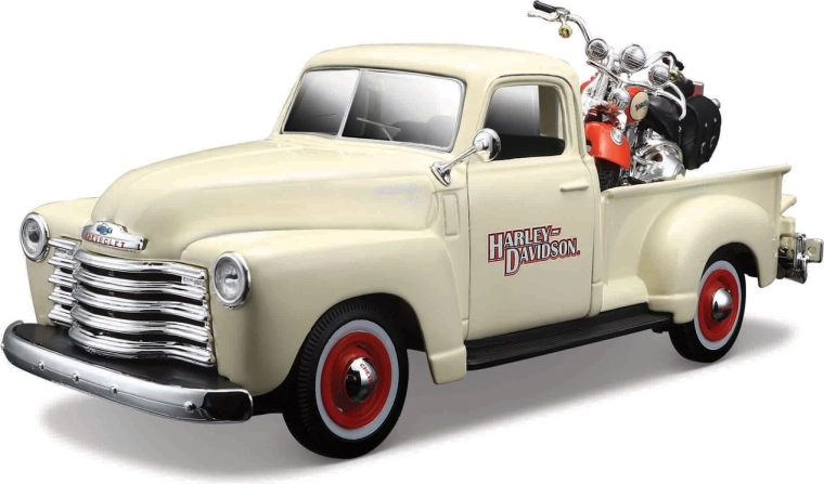 Maisto Harley-Davidson Custom – Chevrolet 3100 Pickup (1950) și 2001 FLSTS Heritage Springer 1:24