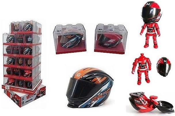 Figurină pliabilă de motociclist în cască