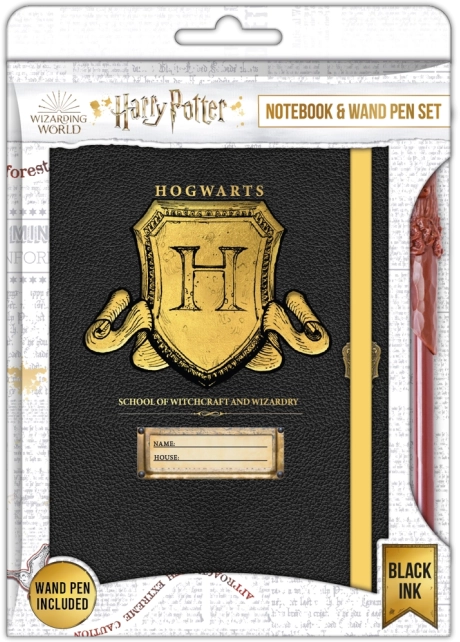 Harry Potter – caiet cu blazonul Hogwarts A5 și pix în formă de baghetă