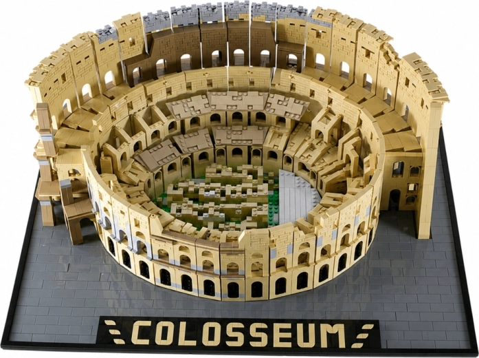 Model monumental al Colosseumului pe un soclu de expunere