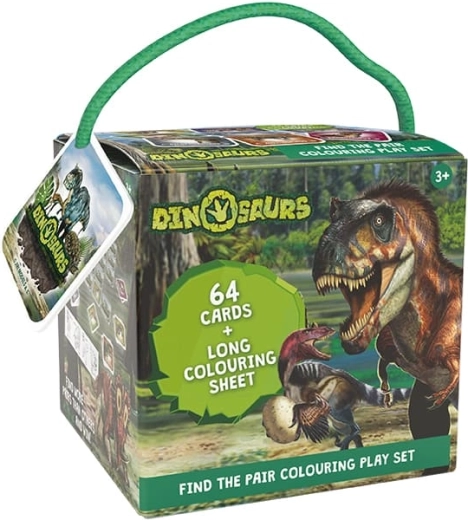 Pexeso de călătorie cu planșe de colorat – dinozauri