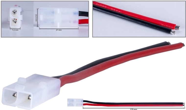 Conector Tamiya cu cablu siliconic de 2,5 mm², 17 cm