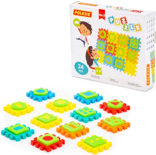 Puzzle de inserat pentru copii cu forme, 24 de piese, în cutie