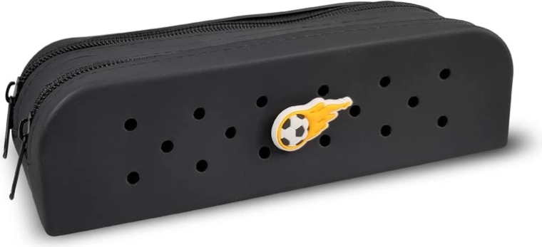 Gifty penar dublu din silicon, negru, cu pin decorativ