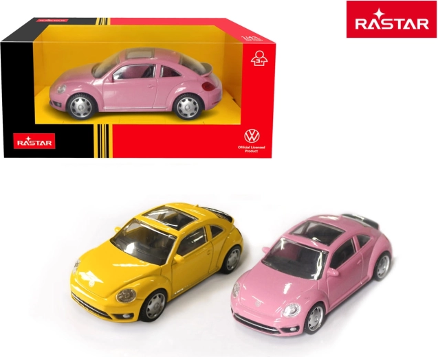 Model auto metalic Rastar Volkswagen Beetle roz 1:43