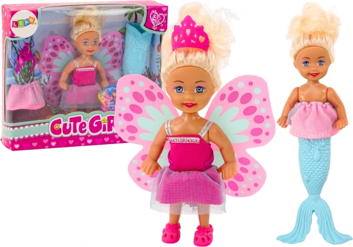 Mini păpușă 2‑în‑1 sirenă Fairy Tail Wings